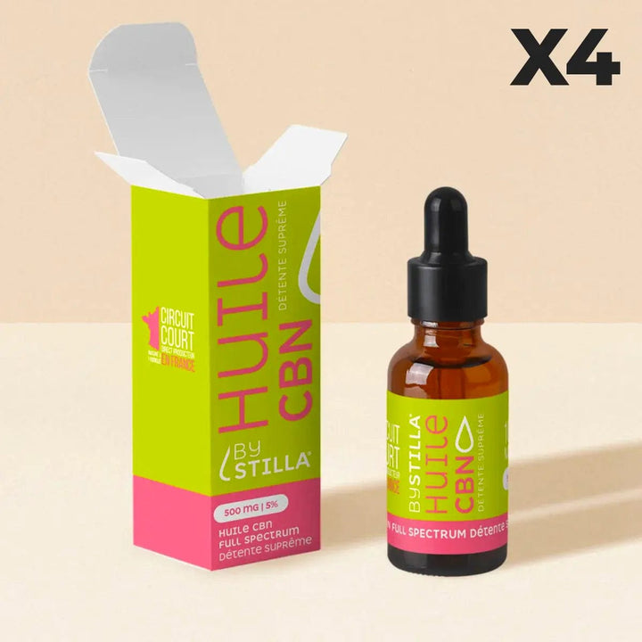 STILLA Huiles CBD 4 flacons Huile CBN CBD Pastèque Fraise, Full Spectrum 10% / 1000mg (10ml)