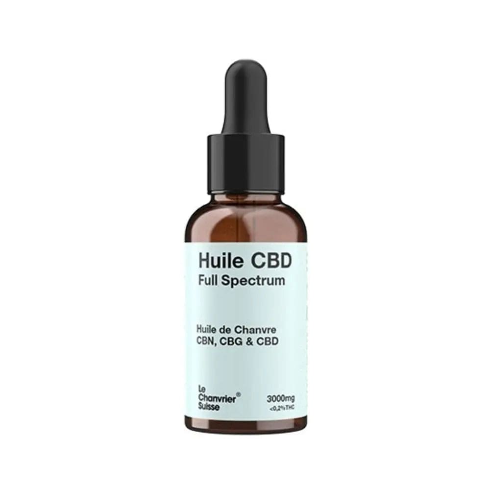 Le Chanvrier Suisse Huiles CBD Huile CBN, CBG & CBD Bio, Full Spectrum 3000mg ou 6000mg (30ml)