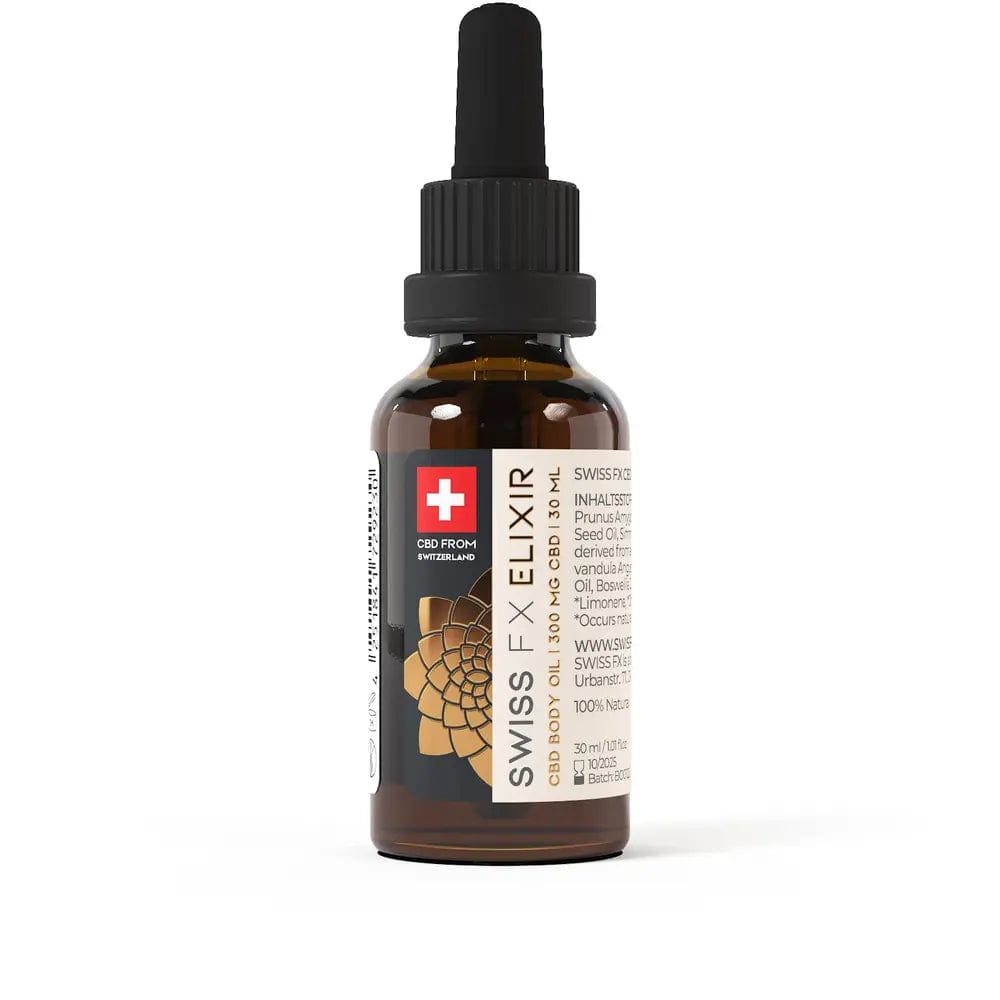 Swiss FX Huiles CBD 1 flacon Huile de massage naturelle Corps, CBD 300mg (30ml)