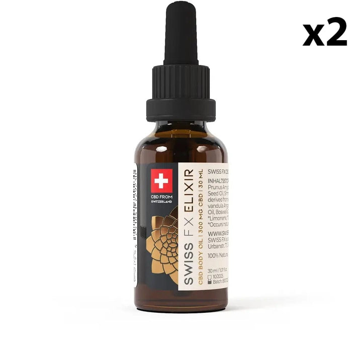 Swiss FX Huiles CBD 2 flacons Huile de massage naturelle Corps, CBD 300mg (30ml)