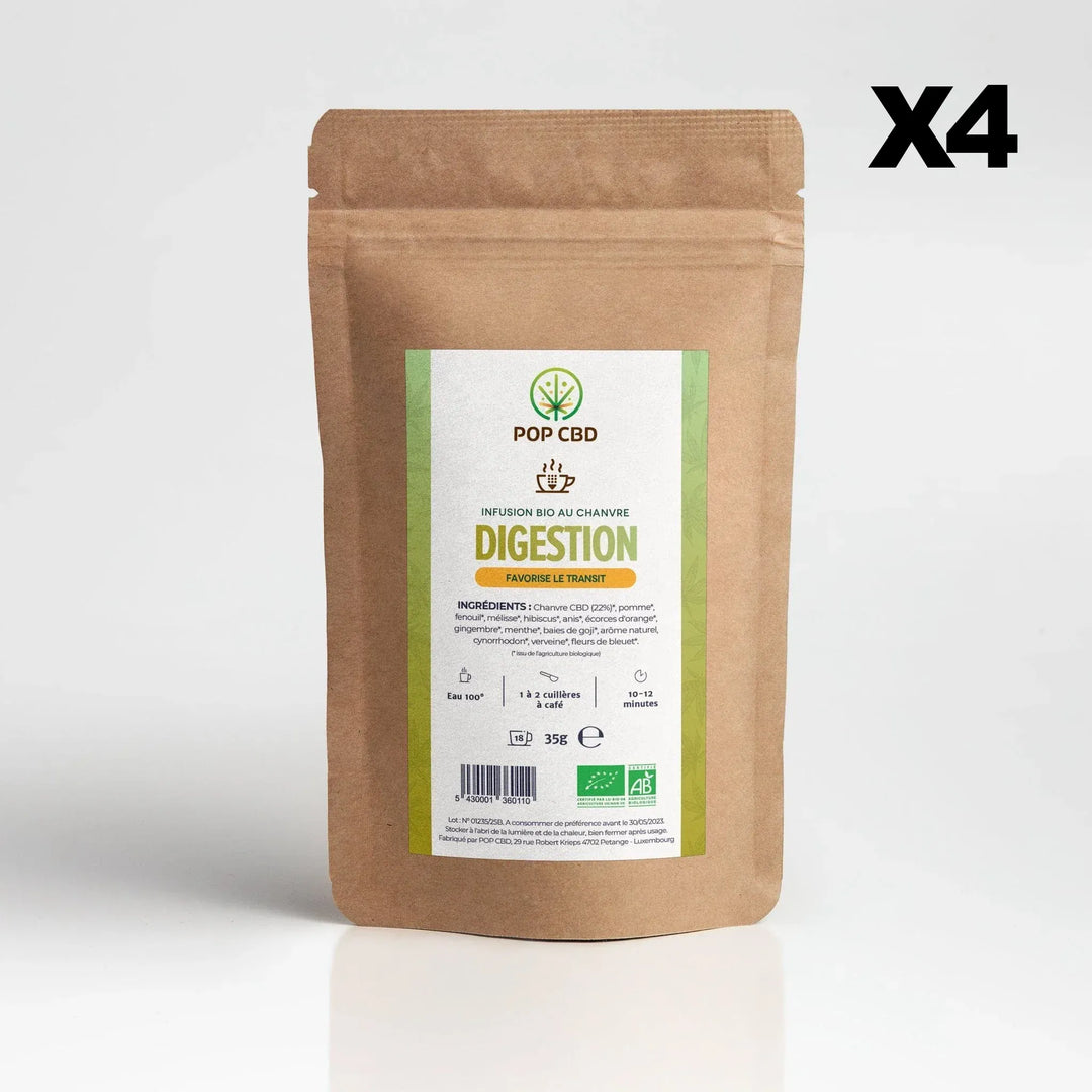 POP CBD Infusions CBD 4 sachets Infusion Bio Digestion, au Chanvre CBD