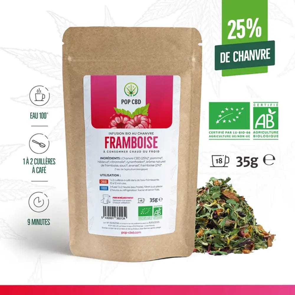 POP CBD Infusions CBD Infusion Bio Framboise, au Chanvre CBD
