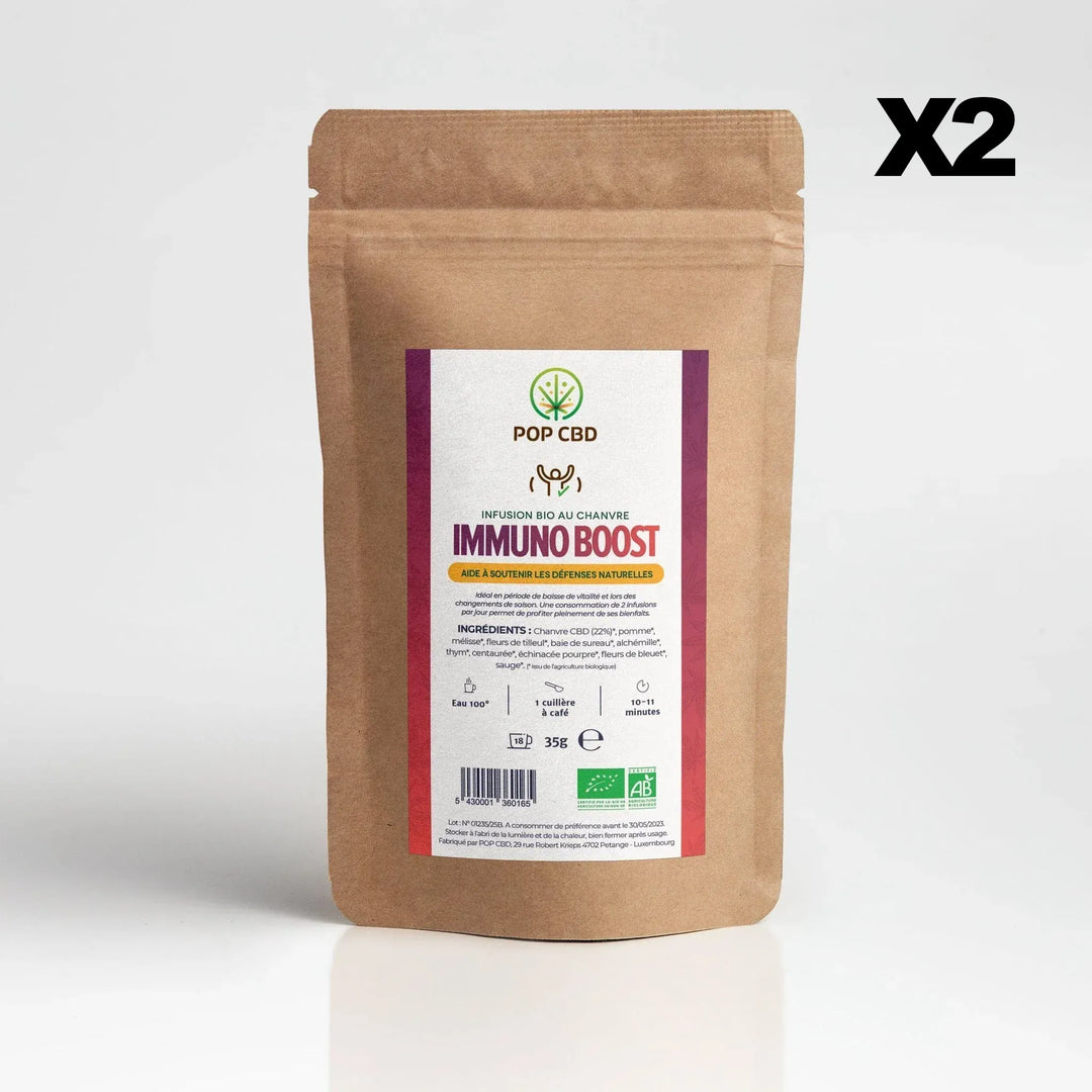 POP CBD Infusions CBD 2 sachets Infusion Bio Immuno Boost, au Chanvre CBD