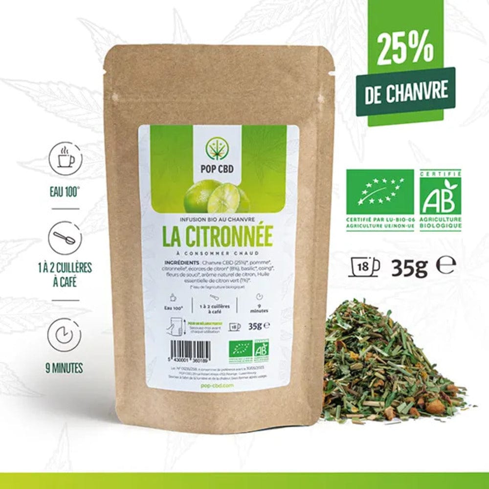 POP CBD Infusions CBD Infusion Bio La Citronnée, au Chanvre CBD