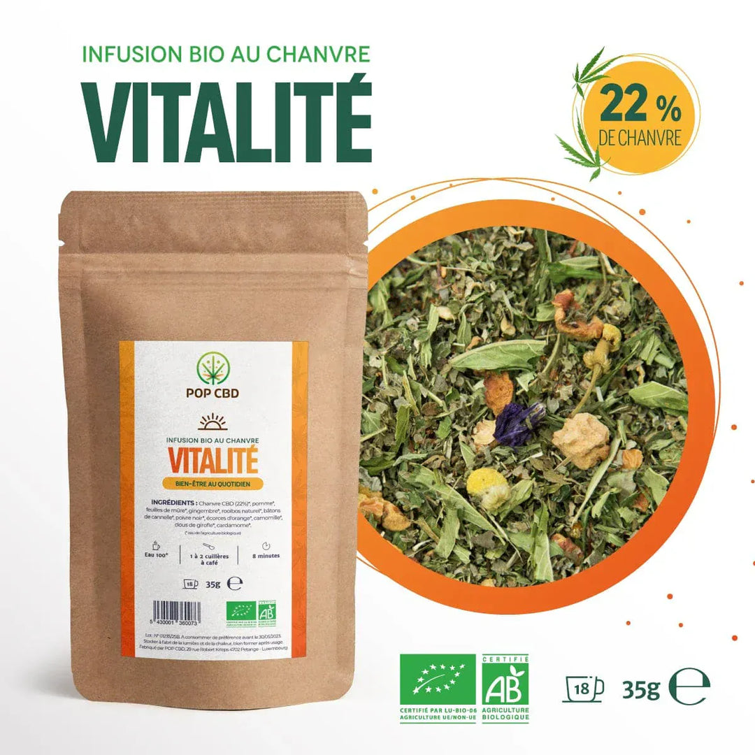 POP CBD Infusions CBD Infusion Bio Vitalité, au Chanvre CBD