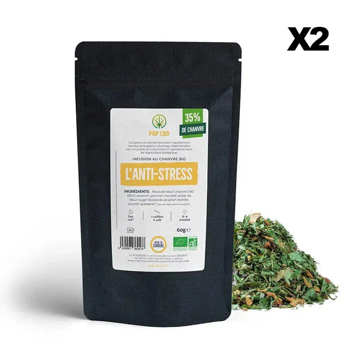 POP CBD Infusions CBD 2 sachets Infusion Création Bio, Anti Stress, au Chanvre CBD