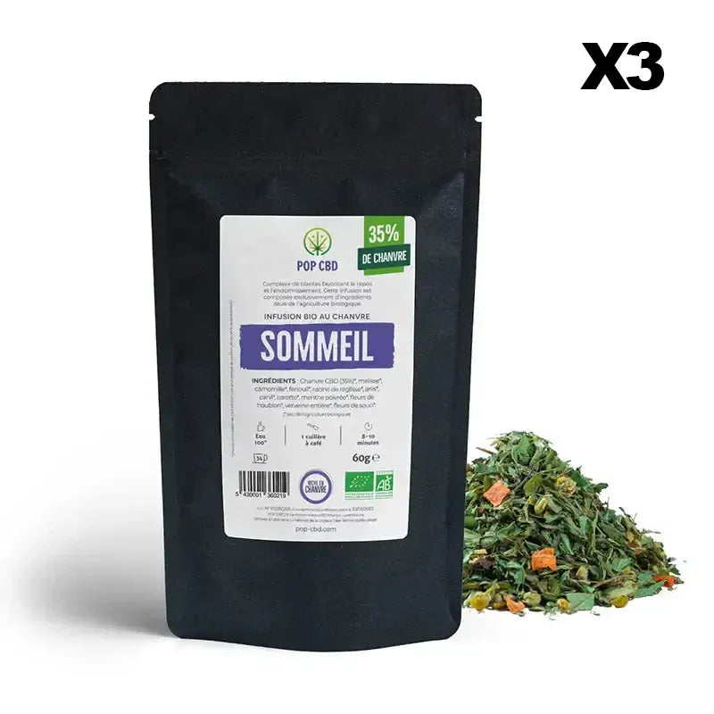 POP CBD Infusions CBD 3 sachets Infusion Création Bio, Sommeil, au Chanvre CBD