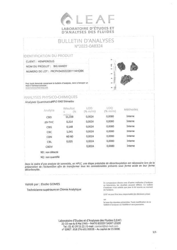 CBD Bloemanalysecertificaat Ananas
