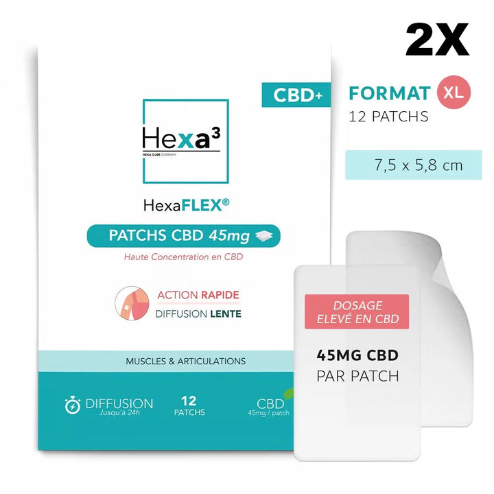 Hexa3 Patchs Patchs CBD Muscles & Articulations 12x45mg HexaFLEX® Hexa3