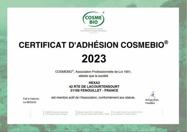 Cosmebio membership certificate