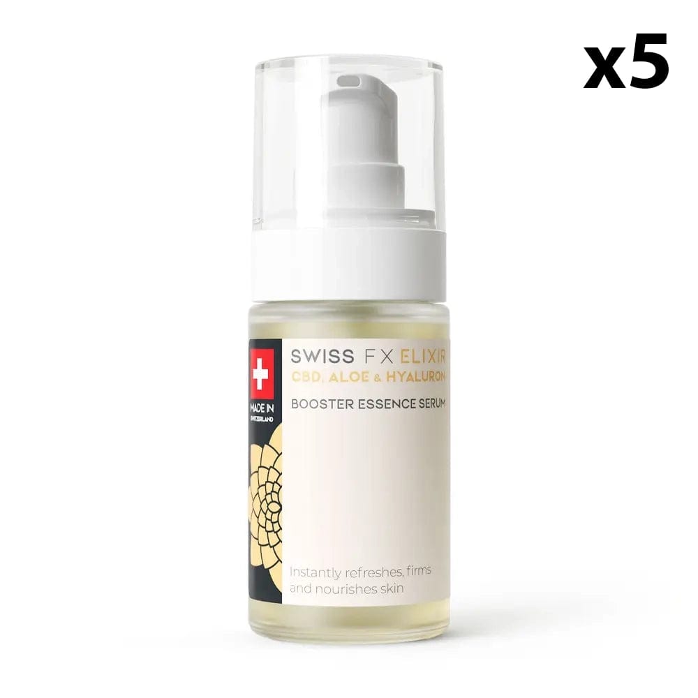 Swiss FX Sérum 5 flacons Sérum Booster Elixir au CBD, Aloe Vera & Hyaluron (30ml)