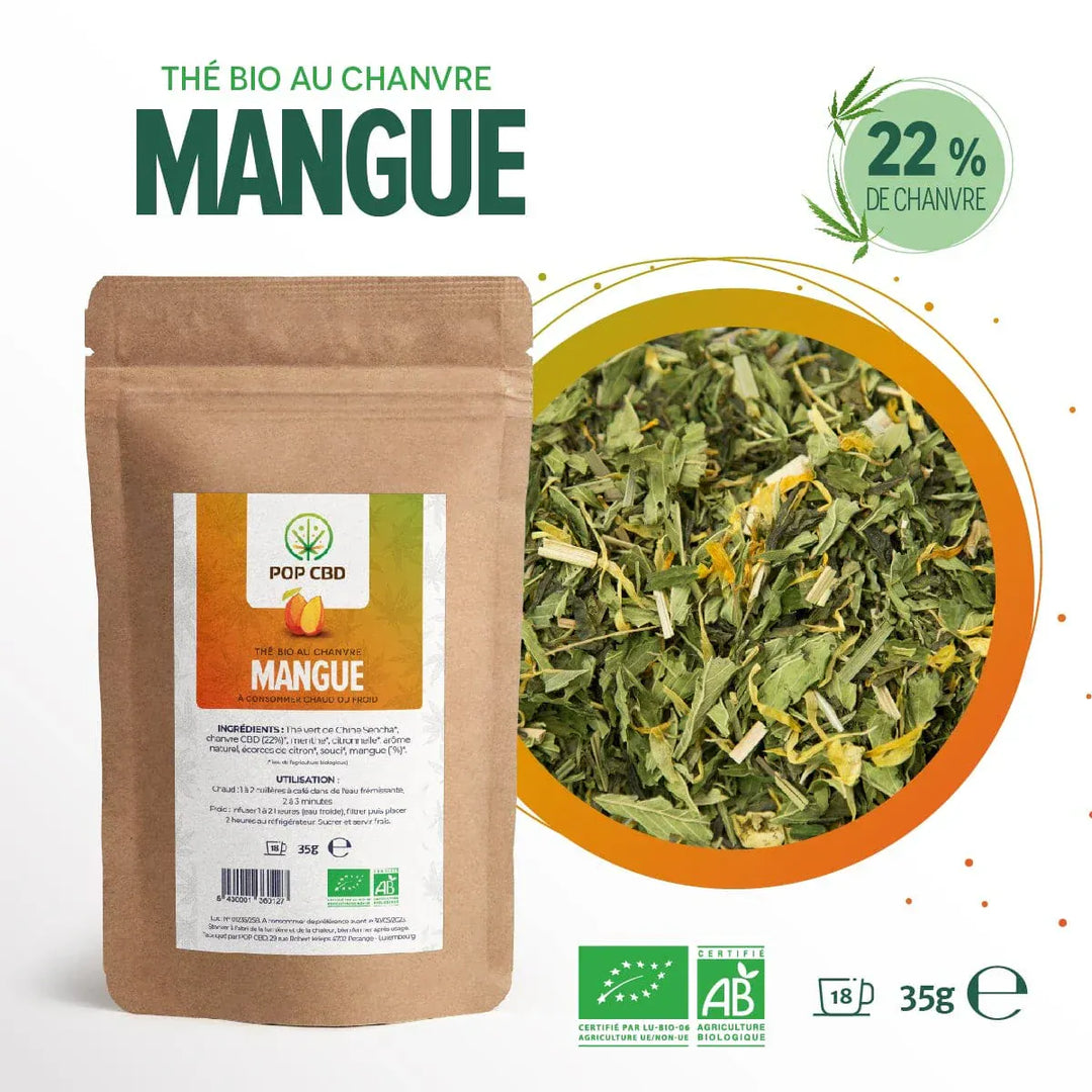 POP CBD Infusions CBD Thé Bio Mangue, au Chanvre CBD