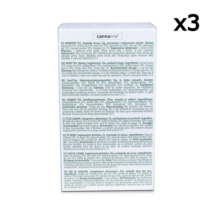 Dietro la memoria della scatola da tè CBD x3