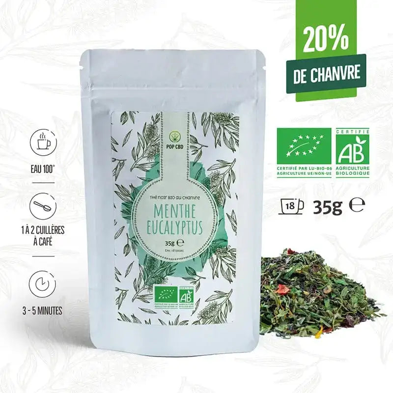 Organic Black Tea Mint Eucalyptus, with CBD Hemp