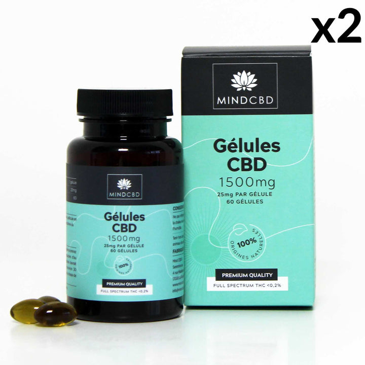 Mind CBD Gélules CBD 2 boîtes 60 Gélules CBD Full Spectrum 1500mg