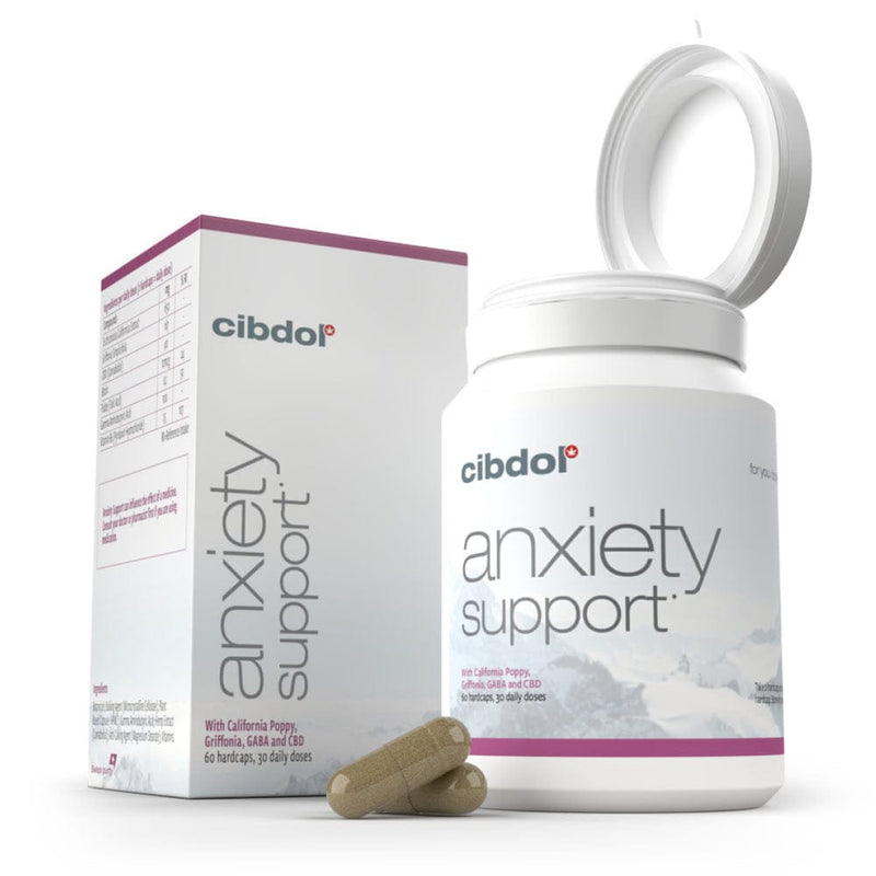 Boîte et Flacon Gélules CBD Anti-stress Cibdol Anxiety Support
