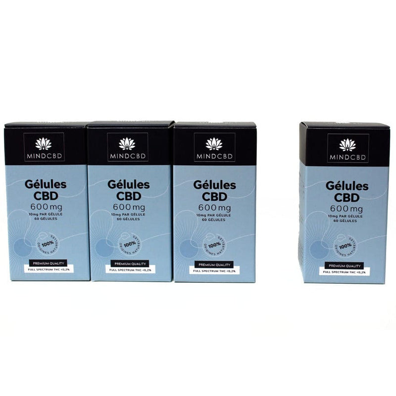 Set di 4 x 60 Capsule CBD a Full Spectrum da 600 mg (3 scatole acquistate + 1 offerta)