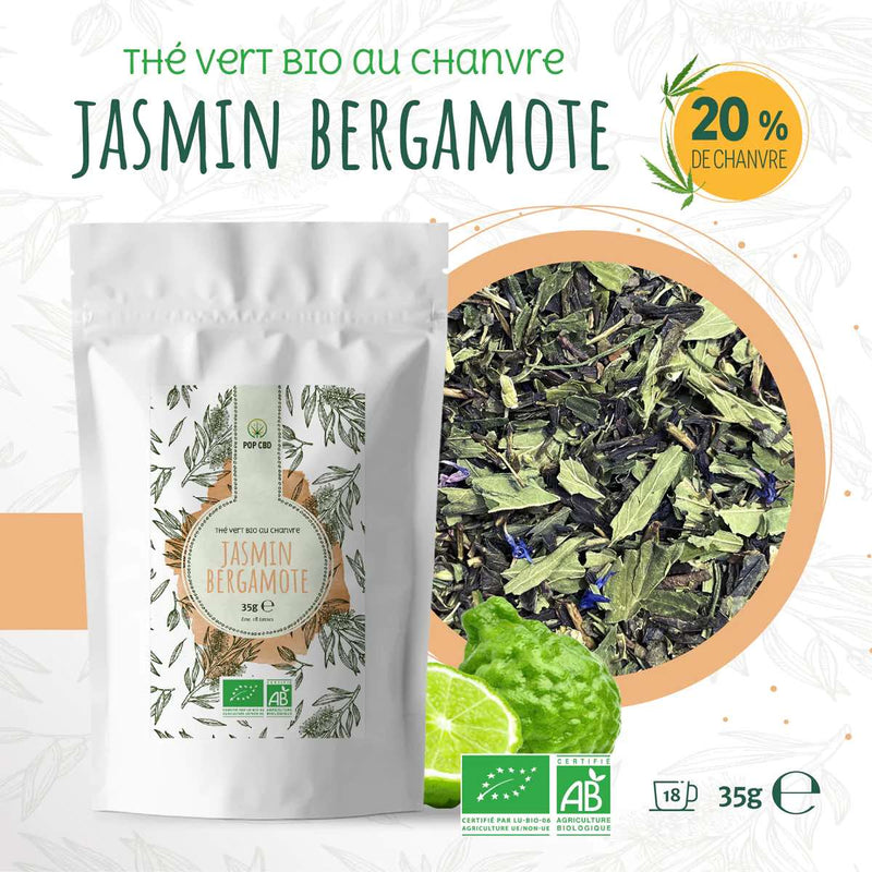 Tè Verde Biologico Gelsomino Bergamotto, con Canapa CBD