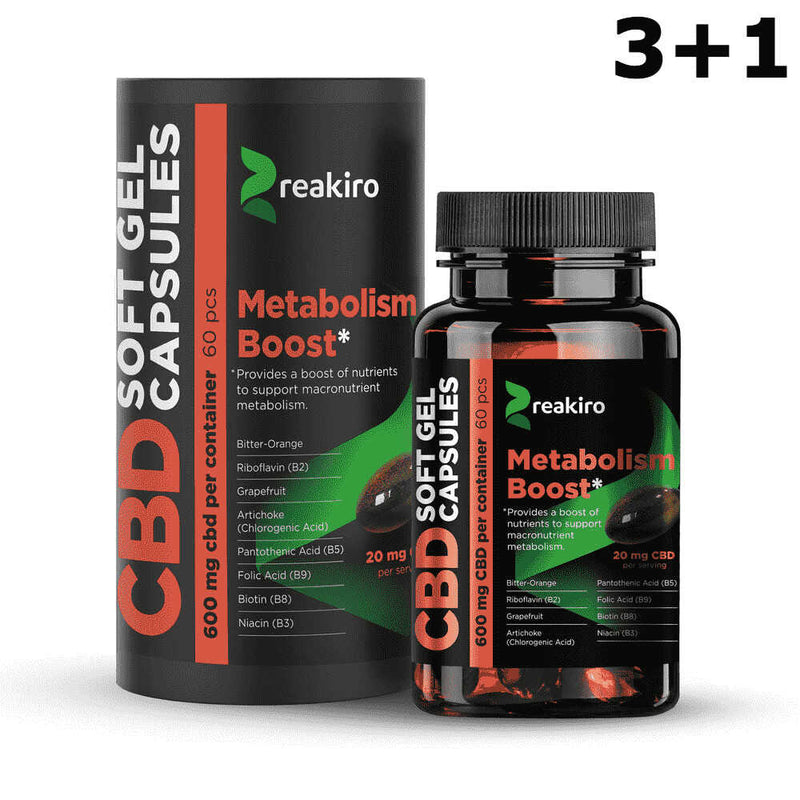 Lot 4 boîtes de Gélules CBD Métabolism Boost Reakiro
