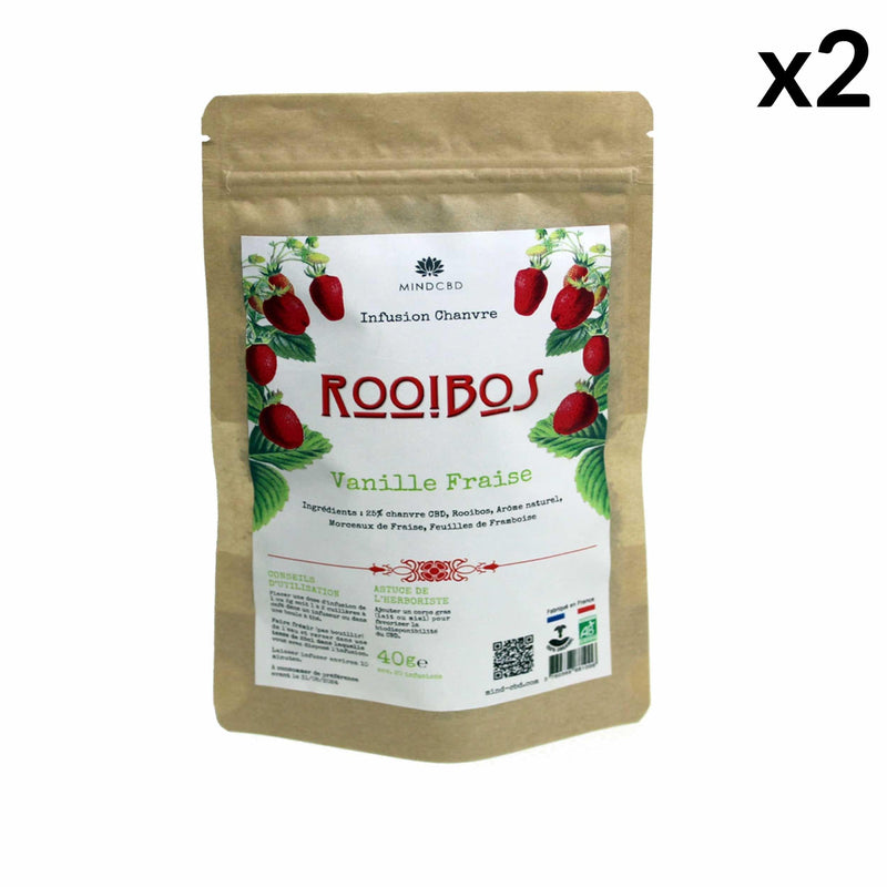 Aufguss Rooibos-Vanille-Erdbeere, Hanfblüte CBD (25%), 40g