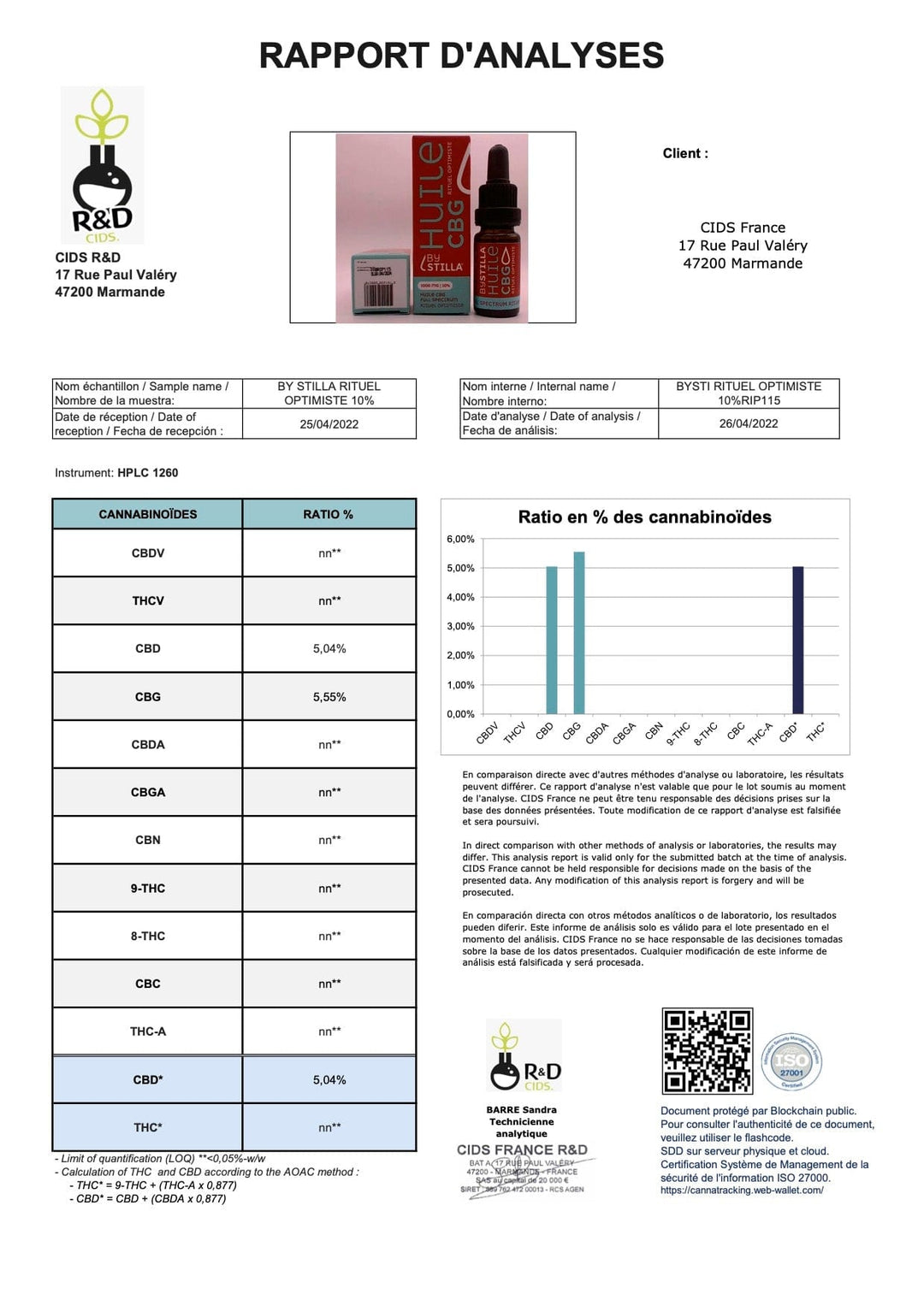 Analysezertifikat Walderdbeeröl 1000 mg