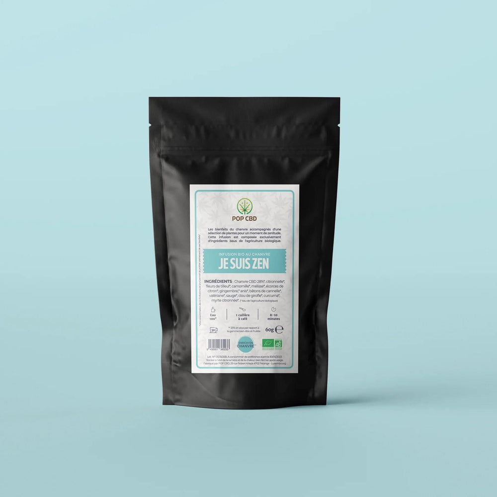 Organic CBD Herbal Tea Bag Zen Blue Background
