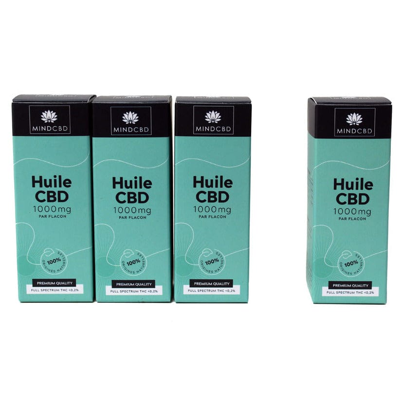 Mind CBD Huiles CBD Lot 4 Huiles CBD Premium Full Spectrum 10% / 1000mg (3 flacons achetés + 1 offert)