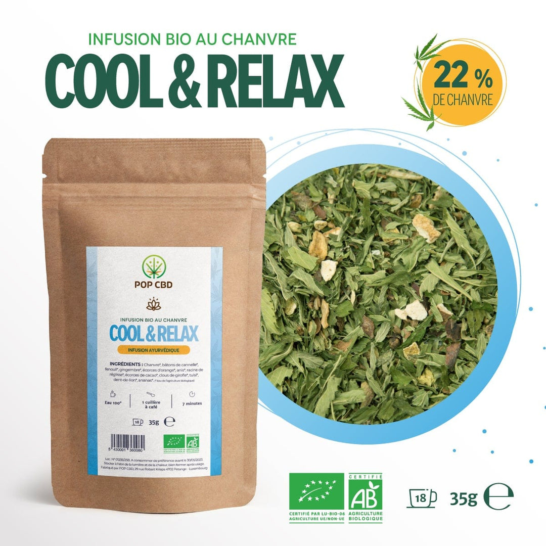 POP CBD Infusions CBD Pack 3 Infusions Bio Cool & Relax, Vitalité, Thé Vert Détox, au Chanvre CBD