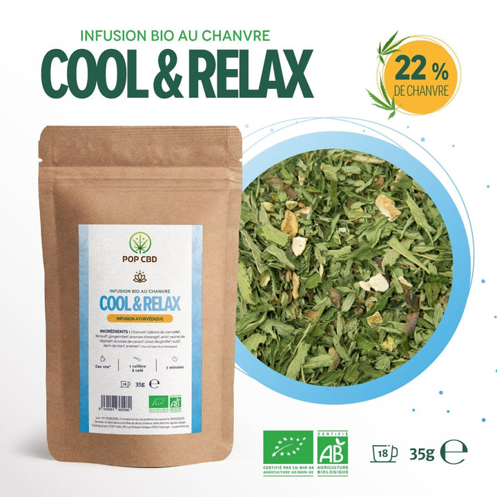 POP CBD Infusions CBD Pack 3 Infusions Bio Cool & Relax, Vitalité, Thé Vert Détox, au Chanvre CBD
