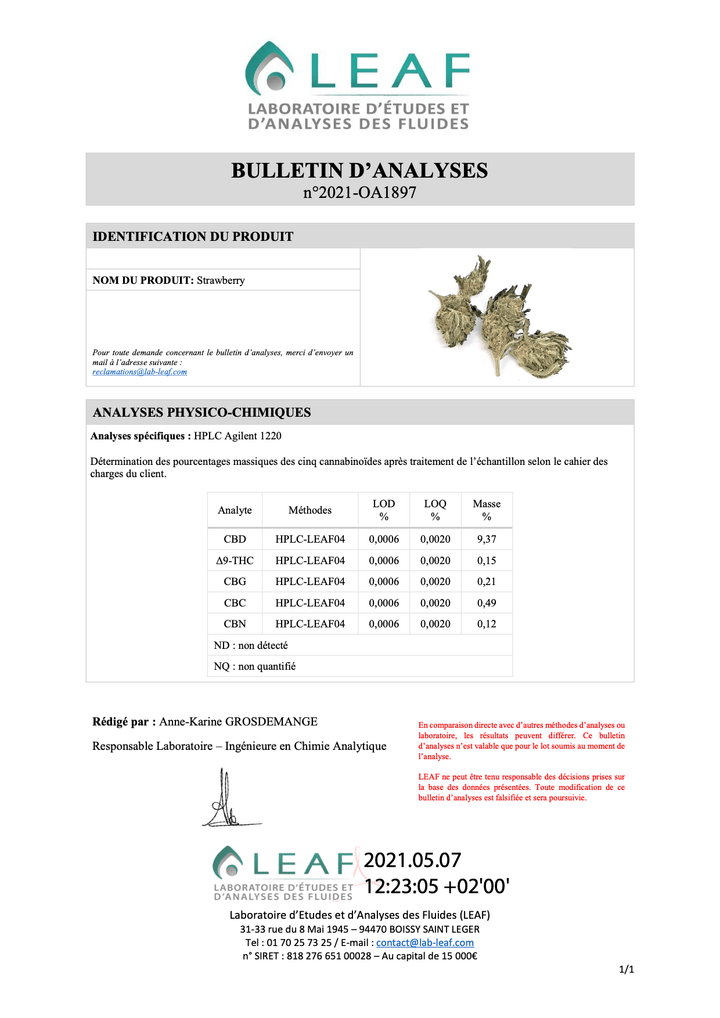 Mind CBD Fleurs CBD Strawberry (Outdoor) - CBD 9,3%